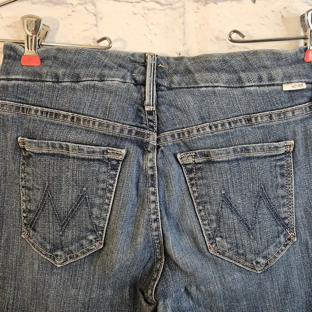 Mother Jeans Womens 24 Blue Looker Ankle Fray Girl Crush Skinny Distressed - Picture 6 of 11